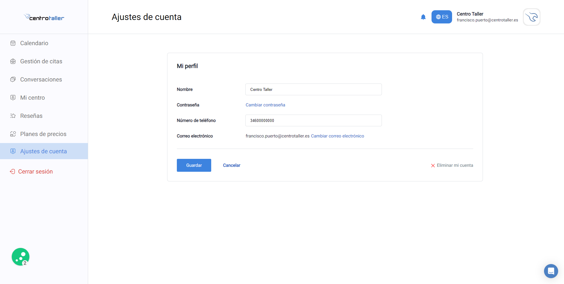 Edita tus datos de acceso