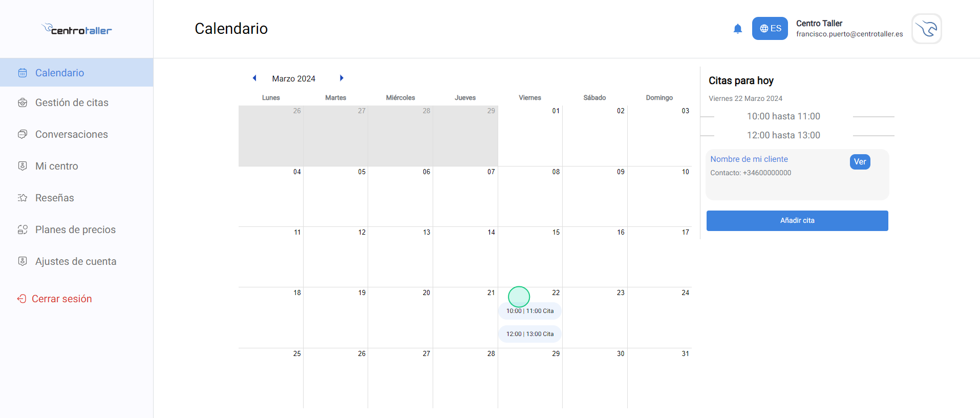 Al crear la cita aparecerá en tu calendario